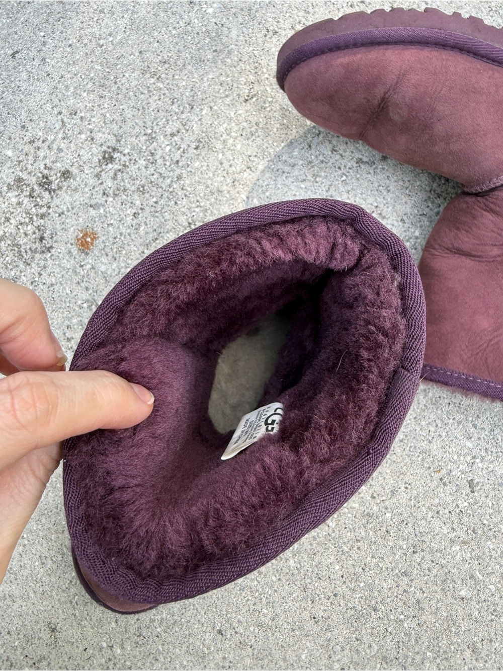 Vintage UGG Australia Purple Shearling Short Leather Snow Boots Size 6 Women’s - Picture 4 of 11